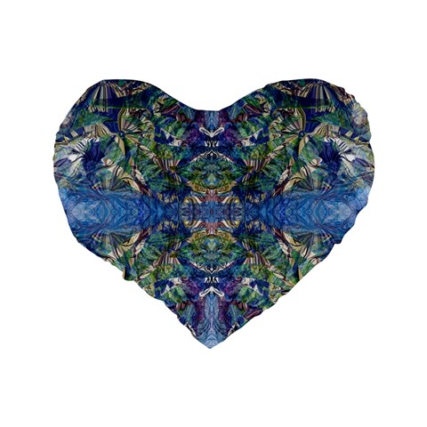 Blue arabesque Standard 16  Premium Heart Shape Cushions from ArtsNow.com Back