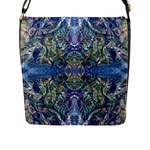 Blue arabesque Flap Closure Messenger Bag (L)