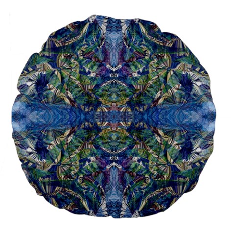 Blue arabesque Large 18  Premium Flano Round Cushions from ArtsNow.com Front