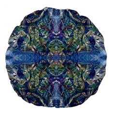 Blue arabesque Large 18  Premium Flano Round Cushions from ArtsNow.com Front