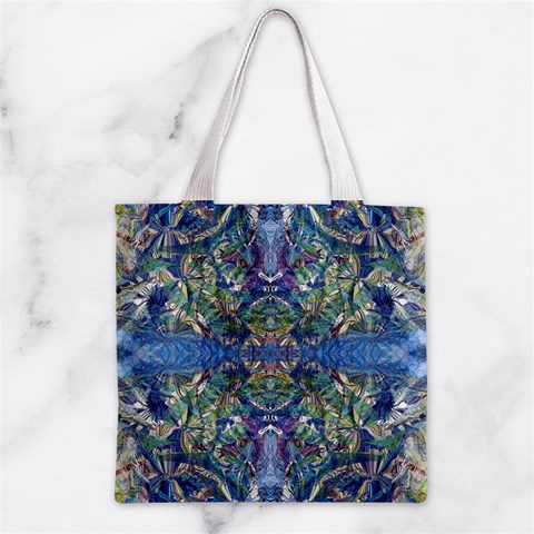 Blue arabesque Zipper Grocery Tote Bag from ArtsNow.com Front