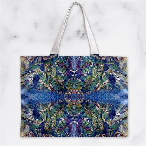 Blue arabesque Zipper Mini Tote Bag from ArtsNow.com Back