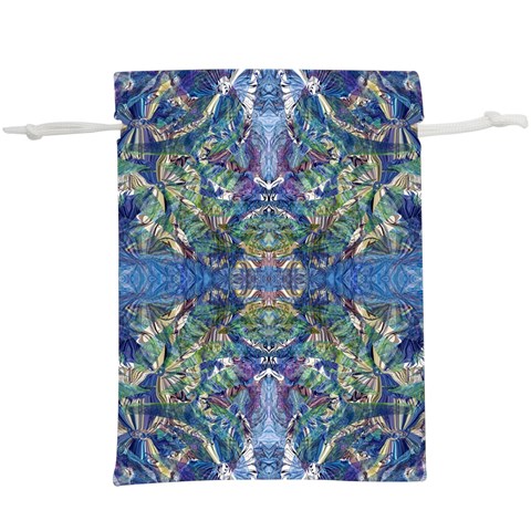 Blue arabesque Lightweight Drawstring Pouch (XL) from ArtsNow.com Back