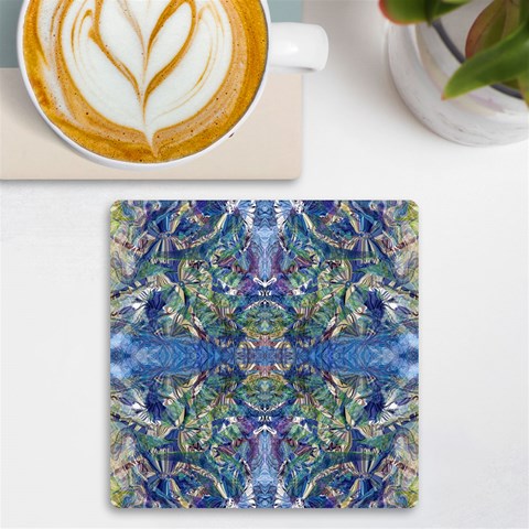 Blue arabesque UV Print Square Tile Coaster  from ArtsNow.com Front