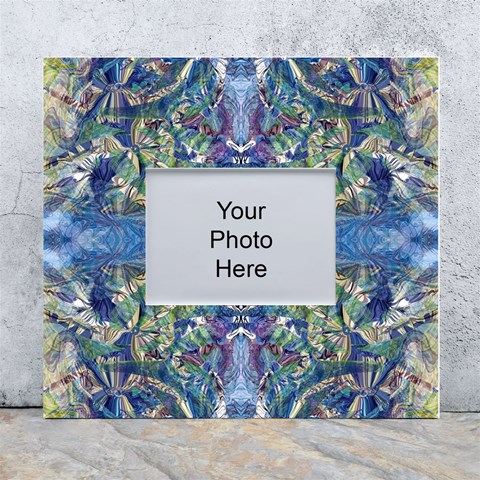 Blue arabesque White Wall Photo Frame 5  x 7  from ArtsNow.com Front