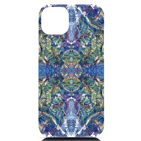 Blue arabesque iPhone 14 Plus Black UV Print PC Hardshell Case from ArtsNow.com Front