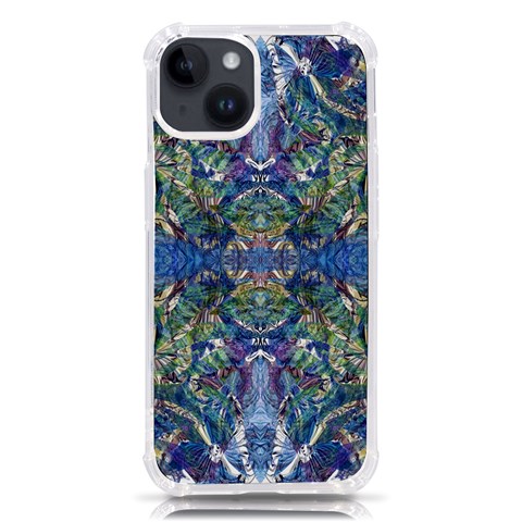 Blue arabesque iPhone 14 TPU UV Print Case from ArtsNow.com Front