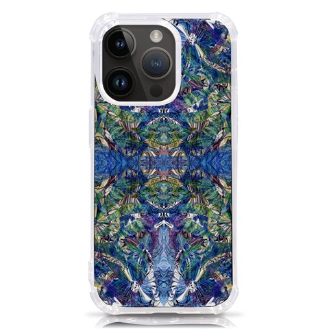 Blue arabesque iPhone 14 Pro TPU UV Print Case from ArtsNow.com Front