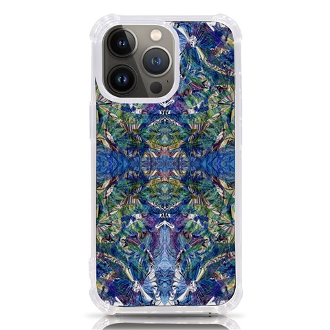 Blue arabesque iPhone 13 Pro TPU UV Print Case from ArtsNow.com Front