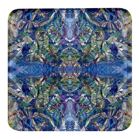 Blue arabesque Square Glass Fridge Magnet (4 pack) from ArtsNow.com Front