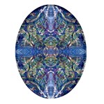 Blue arabesque Oval Glass Fridge Magnet (4 pack)