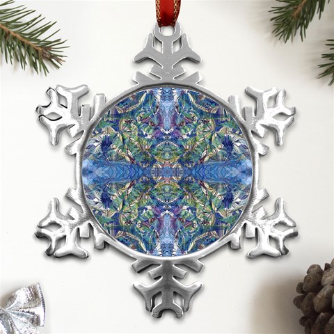 Blue arabesque Metal Small Snowflake Ornament from ArtsNow.com Front