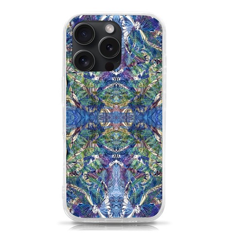 Blue arabesque iPhone 15 Pro TPU UV Print Case from ArtsNow.com Front