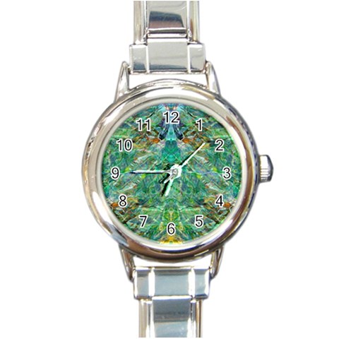 Green Repeats I Round Italian Charm Watch from ArtsNow.com Front