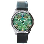 Green Repeats I Round Metal Watch