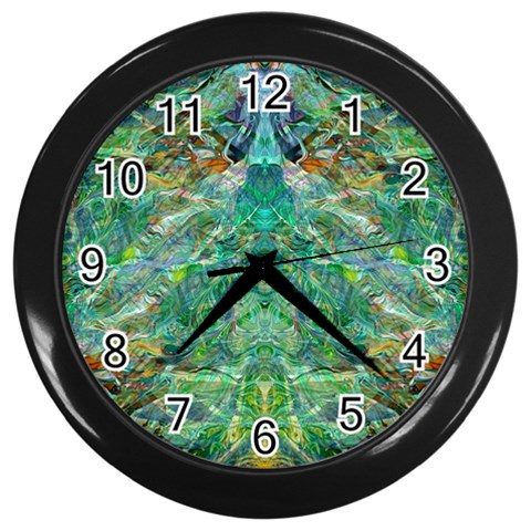 Green Repeats I Wall Clock (Black) from ArtsNow.com Front