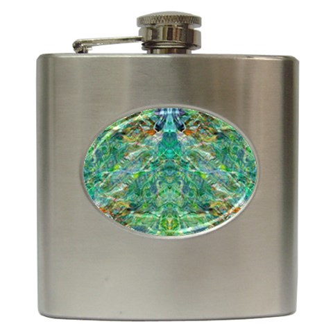 Green Repeats I Hip Flask (6 oz) from ArtsNow.com Front