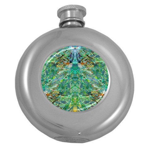 Green Repeats I Round Hip Flask (5 oz) from ArtsNow.com Front