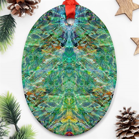 Green Repeats I Oval Ornament (Two Sides) from ArtsNow.com Front