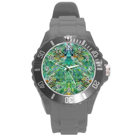 Green Repeats I Round Plastic Sport Watch (L) from ArtsNow.com Front