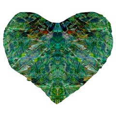 Green Repeats I Large 19  Premium Heart Shape Cushions from ArtsNow.com Back