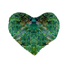 Green Repeats I Standard 16  Premium Flano Heart Shape Cushions from ArtsNow.com Front