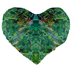 Green Repeats I Large 19  Premium Flano Heart Shape Cushions from ArtsNow.com Front