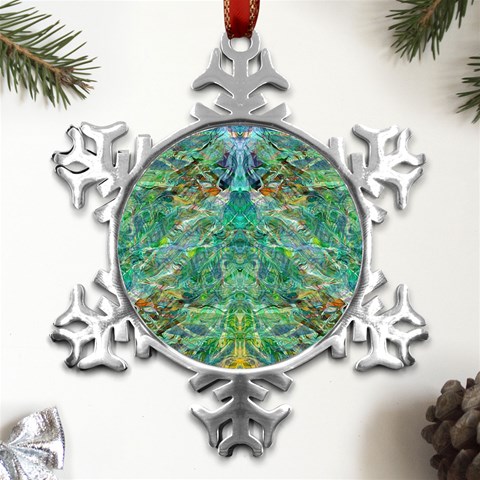 Green Repeats I Metal Small Snowflake Ornament from ArtsNow.com Front