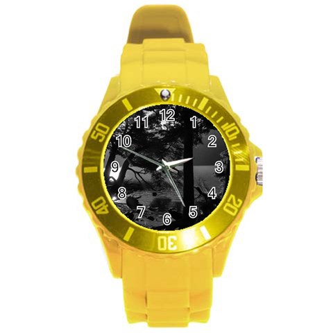 Los Alerces National Park Waterfront Landscape, Argentina002 Round Plastic Sport Watch (L) from ArtsNow.com Front