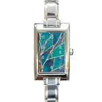 Aqua Batik, Abstract, Colorful Rectangle Italian Charm Watch