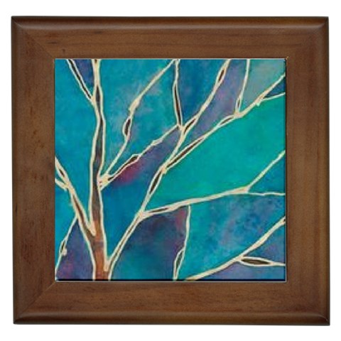 Aqua Batik, Abstract, Colorful Framed Tile from ArtsNow.com Front