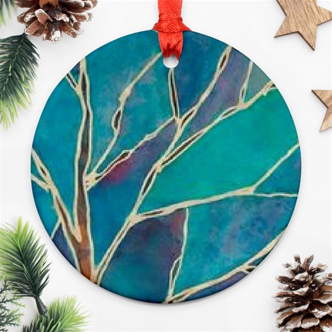 Aqua Batik, Abstract, Colorful Ornament (Round) from ArtsNow.com Front