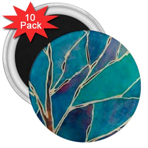 Aqua Batik, Abstract, Colorful 3  Magnets (10 pack)  from ArtsNow.com Front