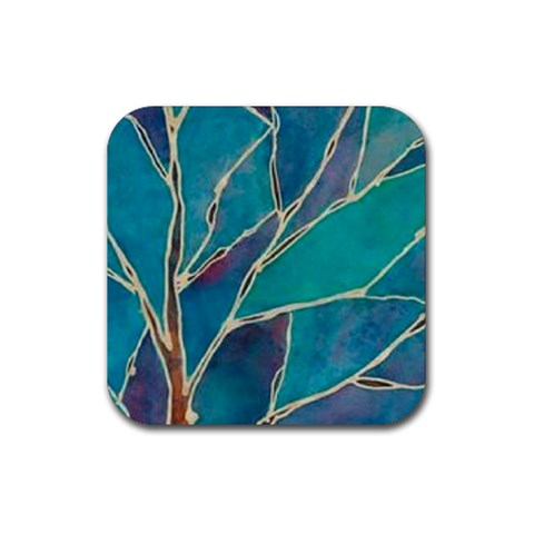 Aqua Batik, Abstract, Colorful Rubber Coaster (Square) from ArtsNow.com Front