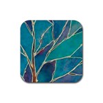 Aqua Batik, Abstract, Colorful Rubber Coaster (Square)