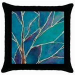 Aqua Batik, Abstract, Colorful Throw Pillow Case (Black)