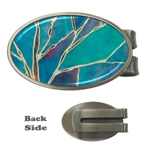 Aqua Batik, Abstract, Colorful Money Clips (Oval)  from ArtsNow.com Front