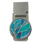 Aqua Batik, Abstract, Colorful Money Clips (Round) 