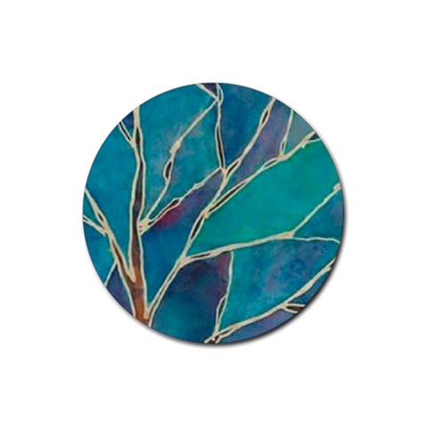 Aqua Batik, Abstract, Colorful Rubber Coaster (Round) from ArtsNow.com Front