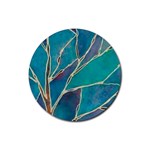 Aqua Batik, Abstract, Colorful Rubber Round Coaster (4 pack)