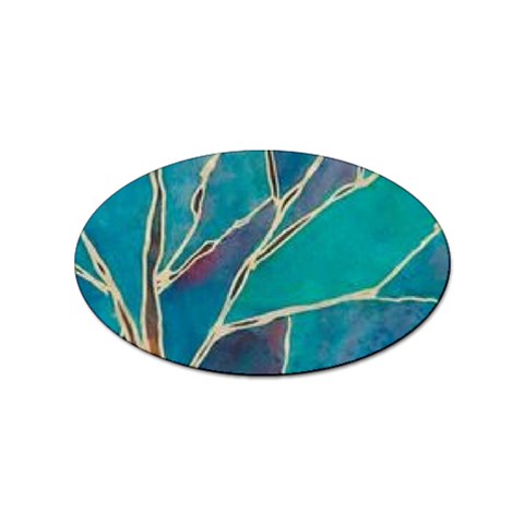 Aqua Batik, Abstract, Colorful Sticker (Oval) from ArtsNow.com Front