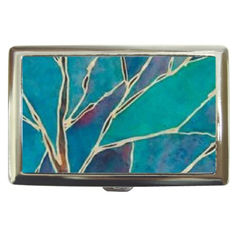 Aqua Batik, Abstract, Colorful Cigarette Money Case from ArtsNow.com Front