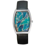 Aqua Batik, Abstract, Colorful Barrel Style Metal Watch