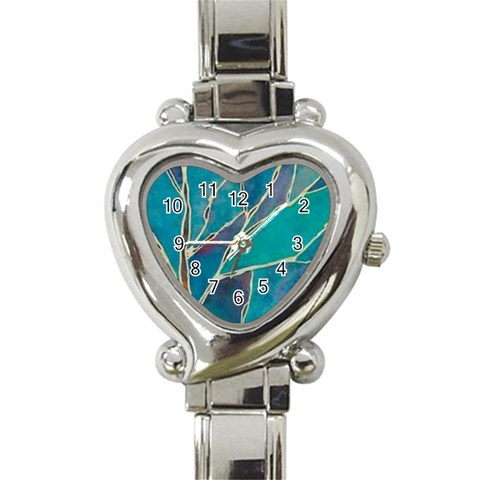 Aqua Batik, Abstract, Colorful Heart Italian Charm Watch from ArtsNow.com Front