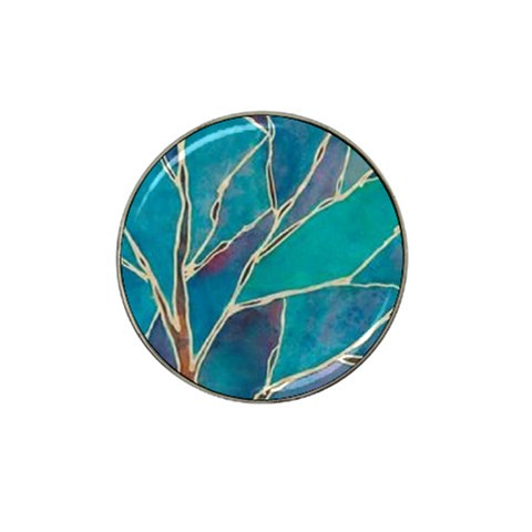 Aqua Batik, Abstract, Colorful Hat Clip Ball Marker from ArtsNow.com Front