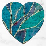 Aqua Batik, Abstract, Colorful Jigsaw Puzzle (Heart)