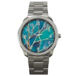 Aqua Batik, Abstract, Colorful Sport Metal Watch