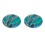 Aqua Batik, Abstract, Colorful Cufflinks (Oval)