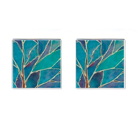 Aqua Batik, Abstract, Colorful Cufflinks (Square) from ArtsNow.com Front(Pair)