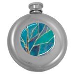 Aqua Batik, Abstract, Colorful Round Hip Flask (5 oz)